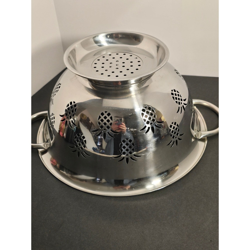Walir Chand & Co Pineapple Stainless Steel Colander Strainer Pedestal Decorative - Picture 7 of 10